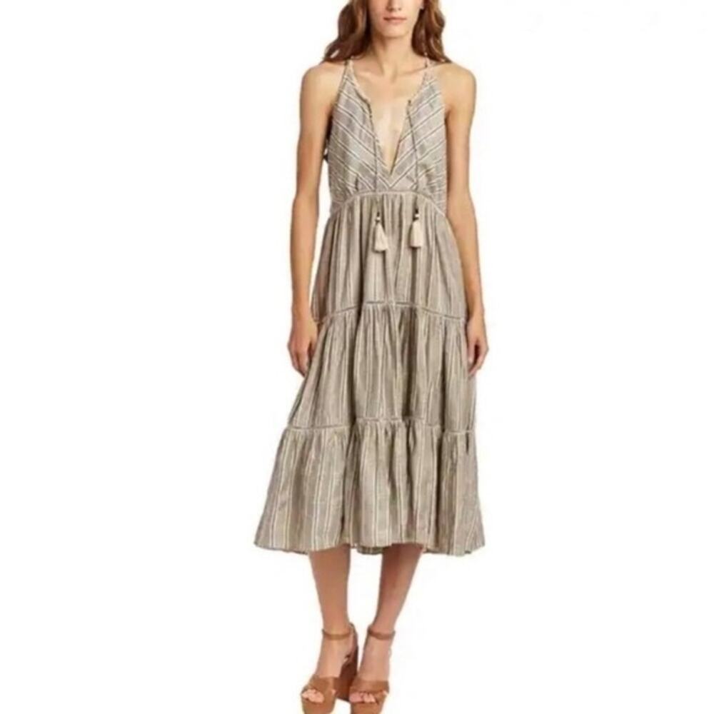 Anthropologie Sam Coba Striped Crochet Tiered Midi Dress, small